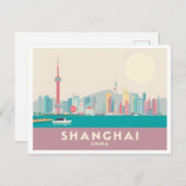 Shanghai China The Bund Pastel Travel Postkarte (Vorne/Hinten)
