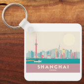 Shanghai China The Bund Pastel Travel Schlüsselanhänger (Vorderseite)