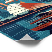 Shanghai China Travel Art Vintag Illustration Poster (Ecke)