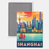 Shanghai China Travel Magnet (Vorderseite/Rückseite)