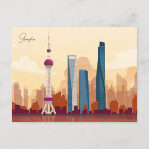 Shanghai, China Vintage chinesische Reisestadt Sky Postkarte