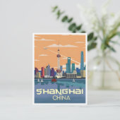 Shanghai,China Vintage chinesische Reisestadt Skyl Postkarte (Stehend Vorderseite)