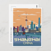 Shanghai,China Vintage chinesische Reisestadt Skyl Postkarte (Vorne/Hinten)