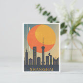 Shanghai,China Vintage chinesische Reisestadt Skyl Postkarte (Stehend Vorderseite)