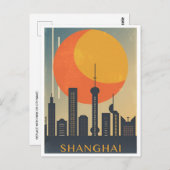 Shanghai,China Vintage chinesische Reisestadt Skyl Postkarte (Vorne/Hinten)