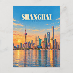 Shanghai China Vintage Reise Kunst Postkarte