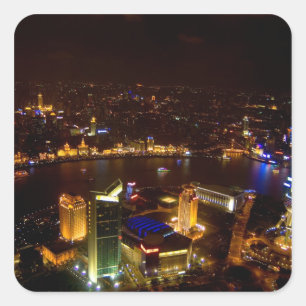 Shanghai China wunderbare Skyline mit modernen Quadratischer Aufkleber