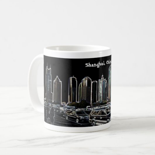 Shanghai-Chinawolkenkratzer-Panorama-Tasse Kaffeetasse (Vorderseite Links)