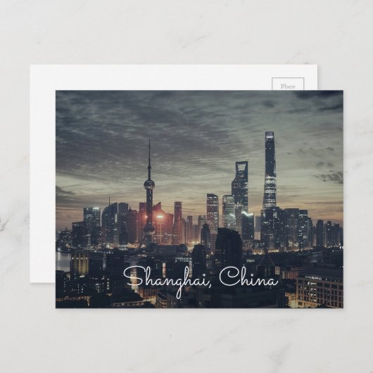 Shanghai Cities Night Skylines Postkarten (Vorne/Hinten)