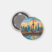 Shanghai City Waterfront Skyline bei Sunset Magnet (Vorderseite/Rückseite)