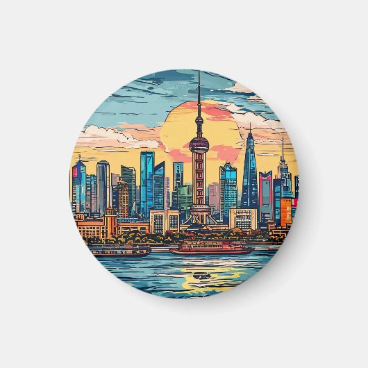 Shanghai City Waterfront Skyline bei Sunset Magnet (Vorne)