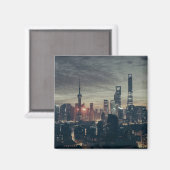 Shanghai Night Skyline Magnet (Vorderseite/Rückseite)