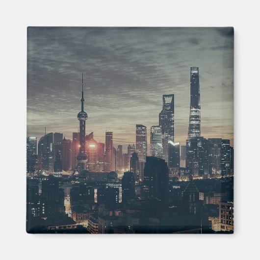 Shanghai Night Skyline Magnet (Vorne)