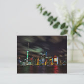 Shanghai Night Skyline Postkarte (Stehend Vorderseite)