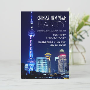 Shanghai Skyline, chinesisches Neujahr Einladung