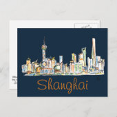 Shanghai Skyline Drawing Postkarte (Vorne/Hinten)