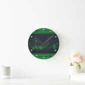 Shanghai Skyline Green Neon Look City Wall Runde Wanduhr (Zuhause)