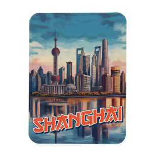 Shanghai Skyline Poster: Vibranly Cityscape Magnet