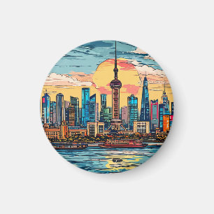 🌆Shanghai Skyline Stadtansicht Reise Dekor✨ Magnet