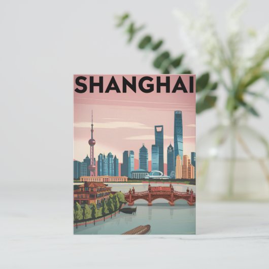 Shanghai Vintag Postkarte (Stehend Vorderseite)