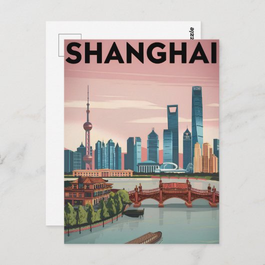 Shanghai Vintag Postkarte (Vorne/Hinten)