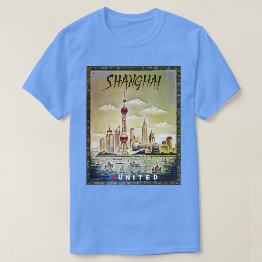 Shanghai Vintage Reiseplakat T-Shirt (Design vorne)