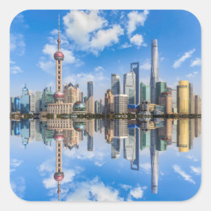 Shanghai Waterfront-Aufkleber Quadratischer Aufkleber