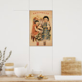 Shanghai Woman Button Up Old Cigarettes Advert Pos Poster (Küche)