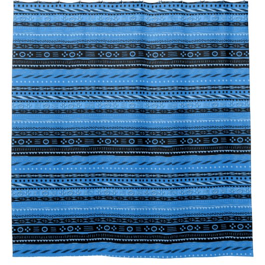 Shango Blaues Stammesdesign Duschvorhang (Vorderseite)