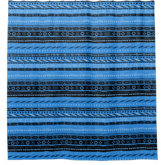 Shango Blue Tribal Design Duschvorhang
