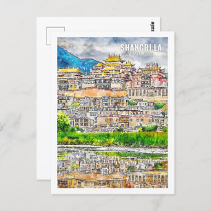 Shangri La Yunnan China Berühmte Wasserfarbe Postkarte