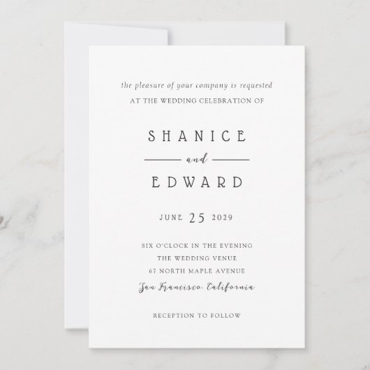 Shanice Modern Wedding Einladung (Vorderseite)