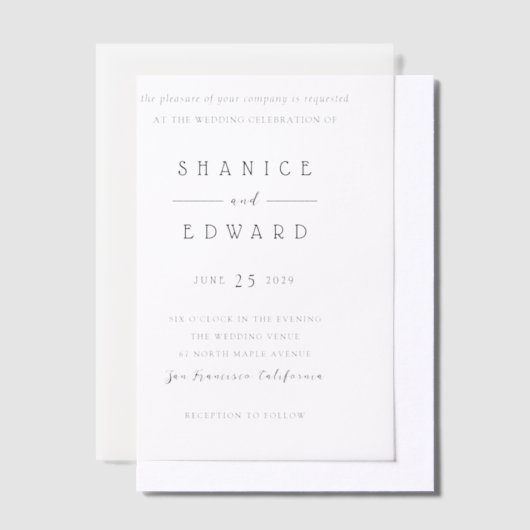 Shanice Modern Wedding Pergament Einladungen (Versetzt)