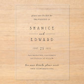 Shanice Modern Wedding rettet das Datum Acryleinladungen (Vorderseite)