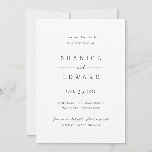 Shanice Modern Wedding Save The Date (Vorderseite)