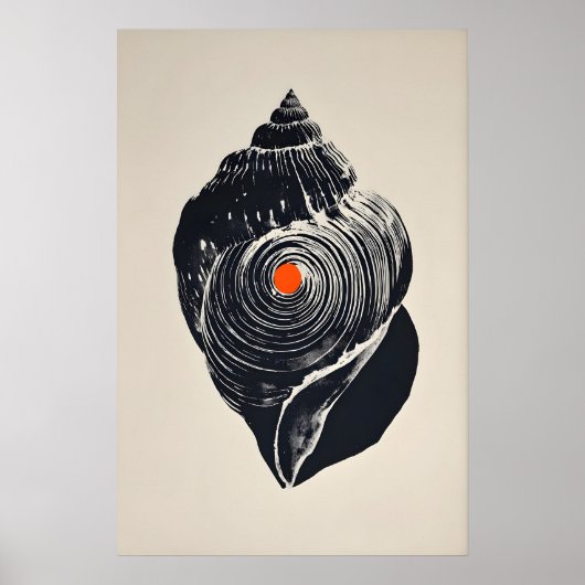 Shankha-Kunstposter, minimalistischer Conch-Schnec Poster (Vorne)