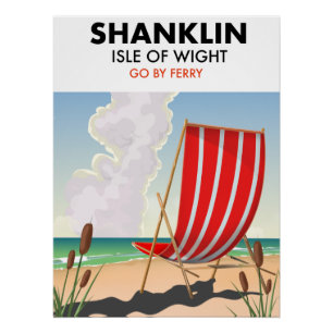 Shanklin Beach Insel mit einem leichten Reiseplaka Poster