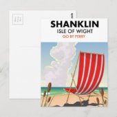 Shanklin Beach Insel mit einem leichten Reiseplaka Postkarte (Vorne/Hinten)