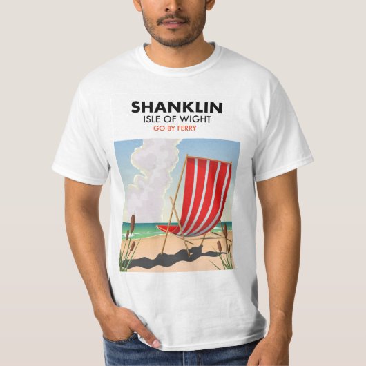 Shanklin Beach Insel mit einem leichten Reiseplaka T-Shirt (Vorderseite)