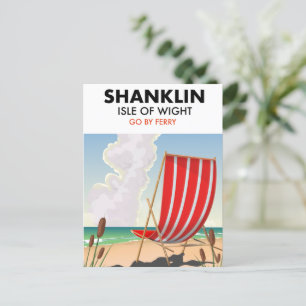 Shanklin Beach Isle of Wight Reiseplakat. Postkarte