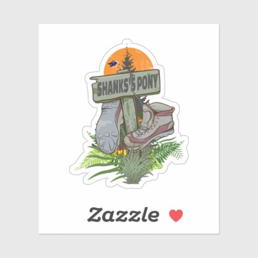 Shanks pony alte Wanderstiefel Aufkleber (Blatt)