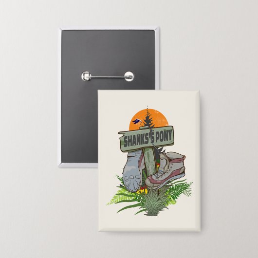 Shanks pony alte Wanderstiefel Button (Vorderseite/Rückseite)