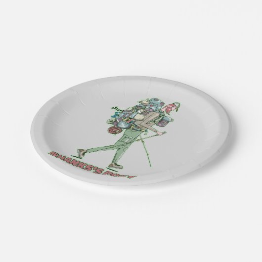 Shanks's pony lustiger Wanderweg Pappteller (Schrägansicht)