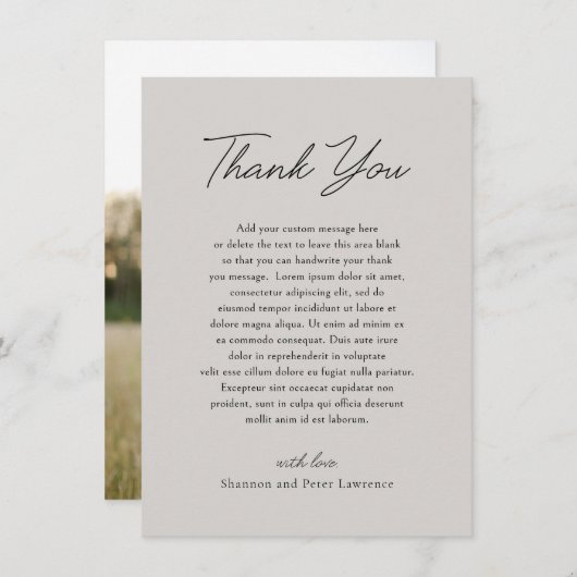 Shannon Gray Elegant Wedding Dankeskarte (Vorne/Hinten)