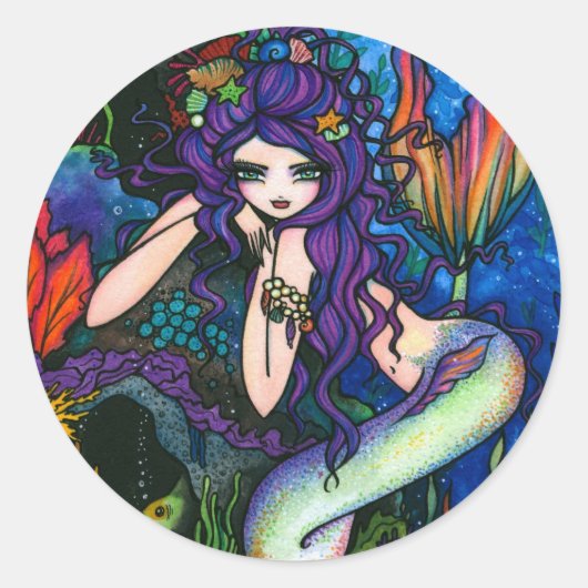 "Shannon" Mermaid Fantasy Fairy Runder Aufkleber (Vorderseite)