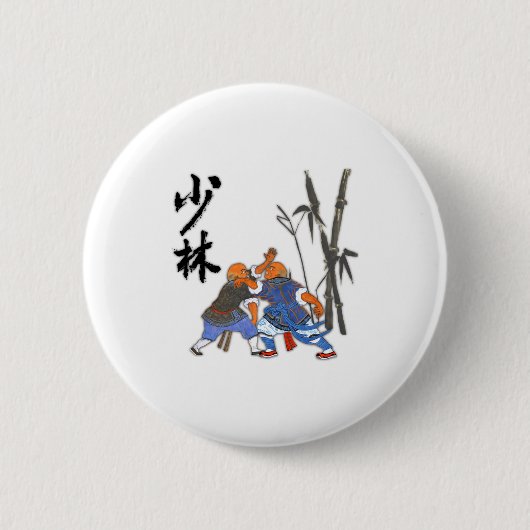 Shaolin Mönch T-Shirt Button (Vorderseite)