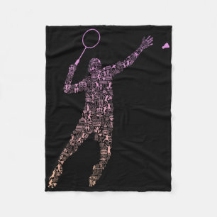 Shape Collage Silhouette Badminton Player Shirt Ba Fleecedecke