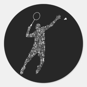 Shape Collage Silhouette Badminton Player Shirt Ba Runder Aufkleber