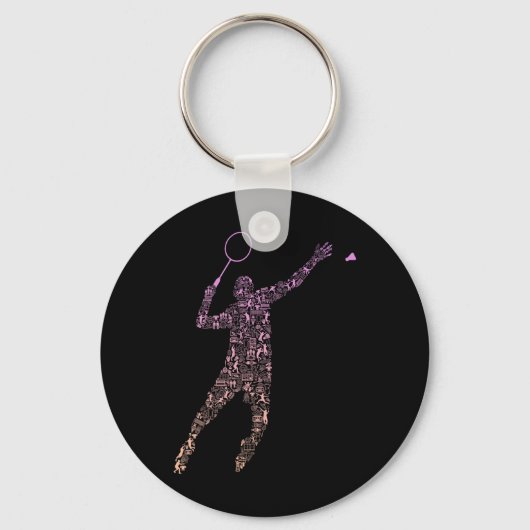 Shape Collage Silhouette Badminton Player Shirt Ba Schlüsselanhänger (Vorderseite)
