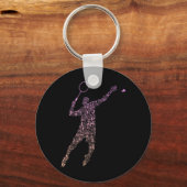 Shape Collage Silhouette Badminton Player Shirt Ba Schlüsselanhänger (Vorderseite)